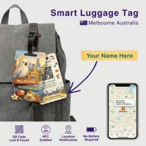 Melbourne smart luggage tag with Cockatoo mascot