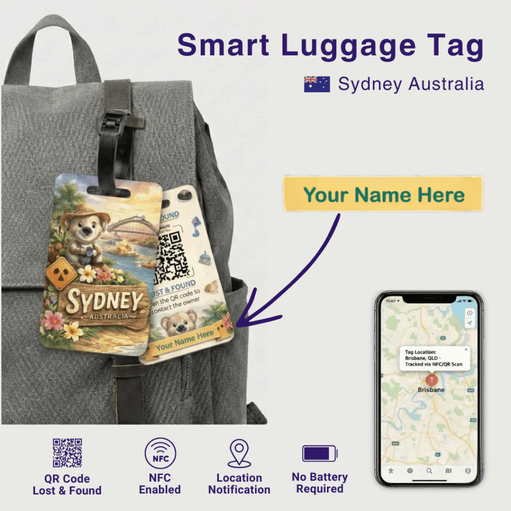 Sydney smart luggage tag with Koala mascot