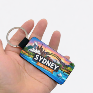 Sydney Australia Keychain featuring Opera House, Harbour Bridge and city skyline premium PU leather Australian souvenir