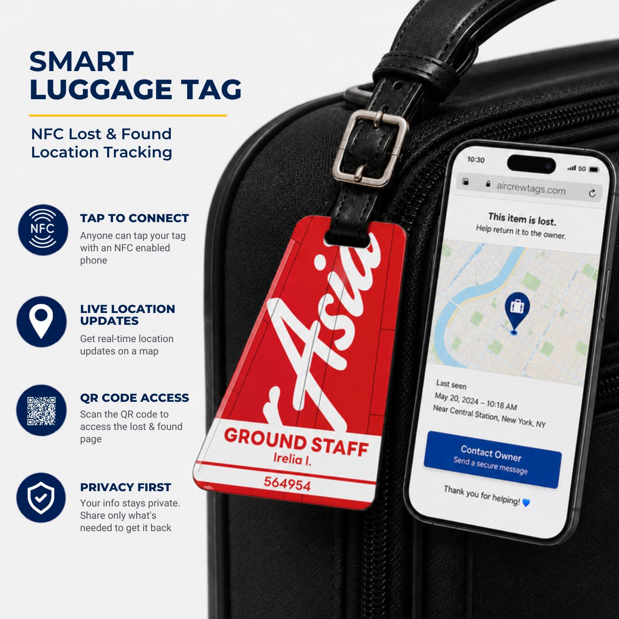 Air Asia Luggage Tag – Tail Design Smart Tag 1 Air Asia Luggage Tag – Tail Design Smart Tag