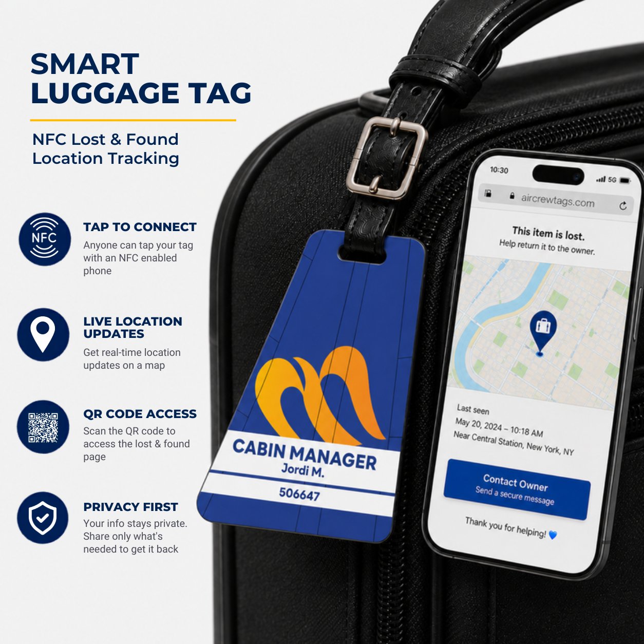 Mandarin Luggage Tag – Tail Design Smart Tag 1 Mandarin Luggage Tag – Tail Design Smart Tag