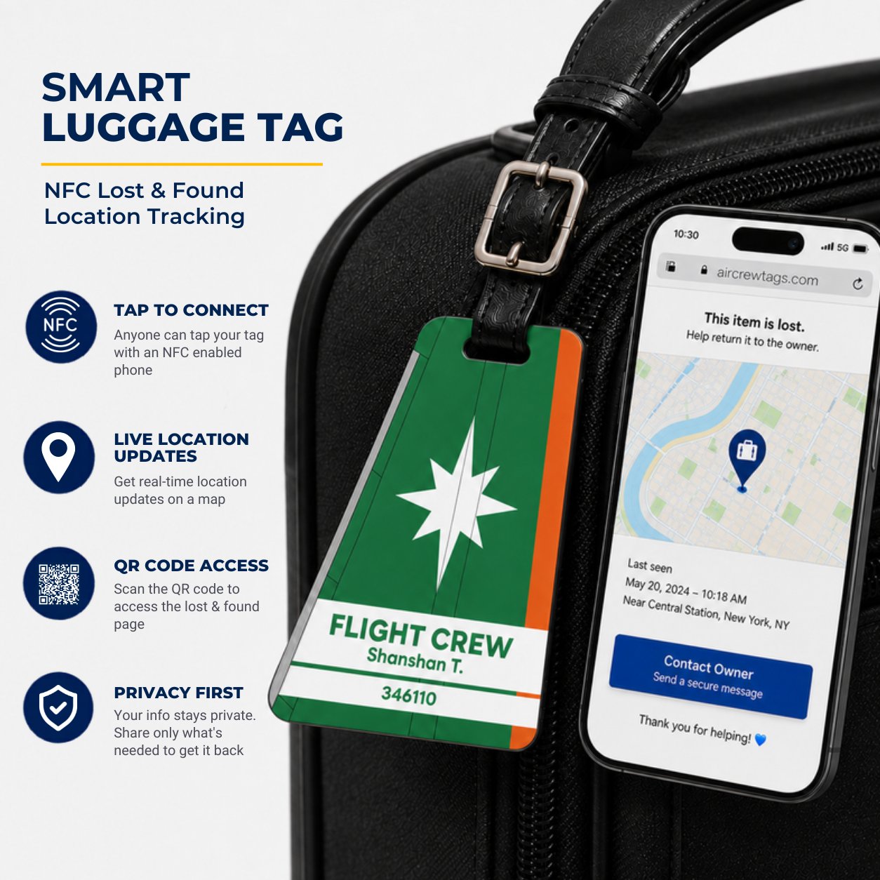 Uniair Luggage Tag – Tail Design Smart Tag 1 Uniair Luggage Tag – Tail Design Smart Tag