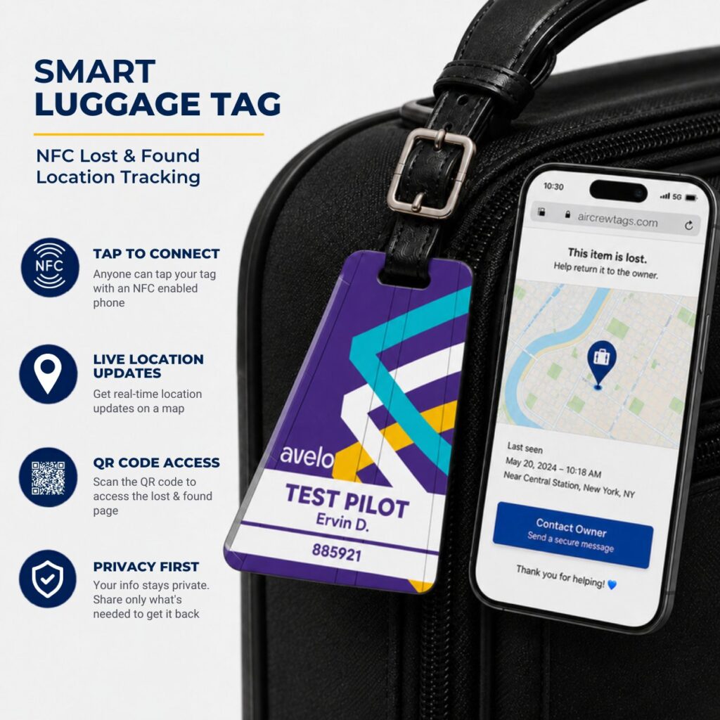 Avelo Airlines Luggage Tag – Tail Design Smart Tag