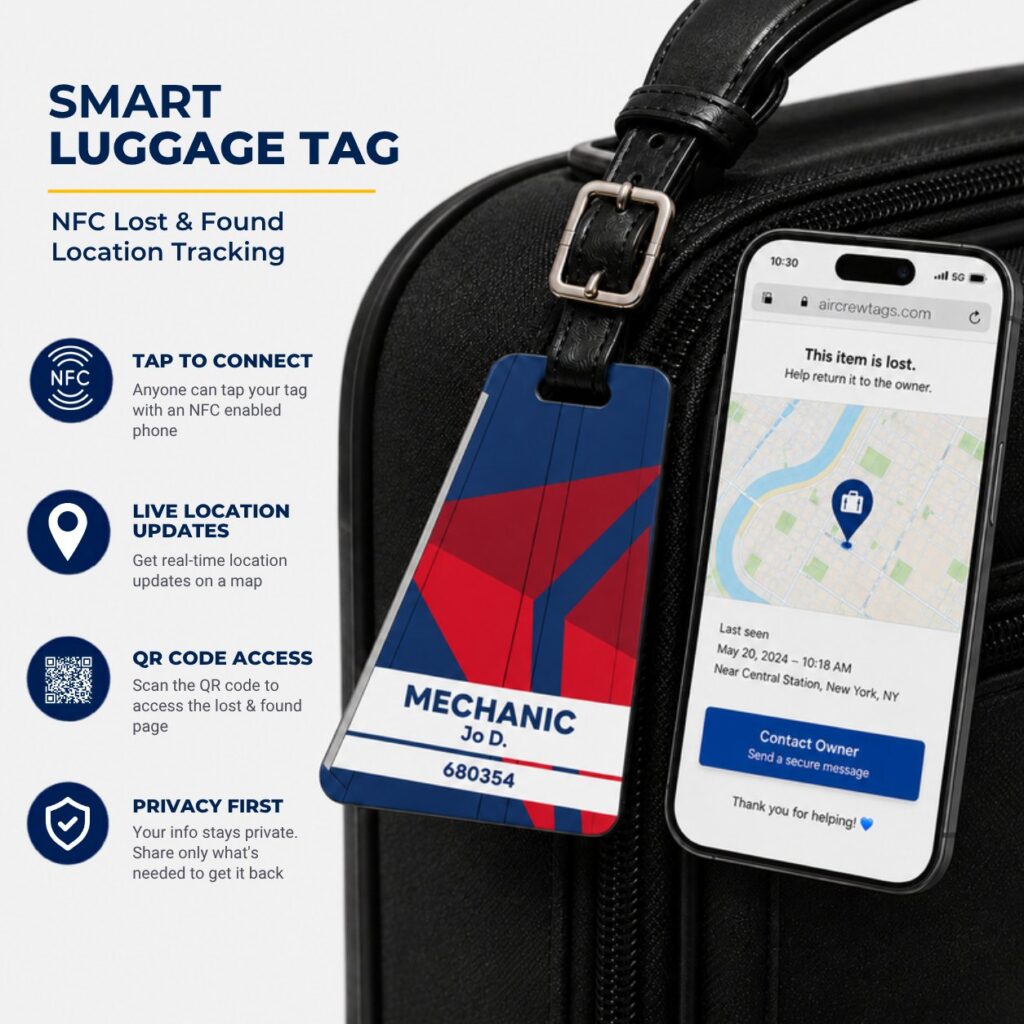 Delta Airlines Luggage Tag – Tail Design Smart Tag