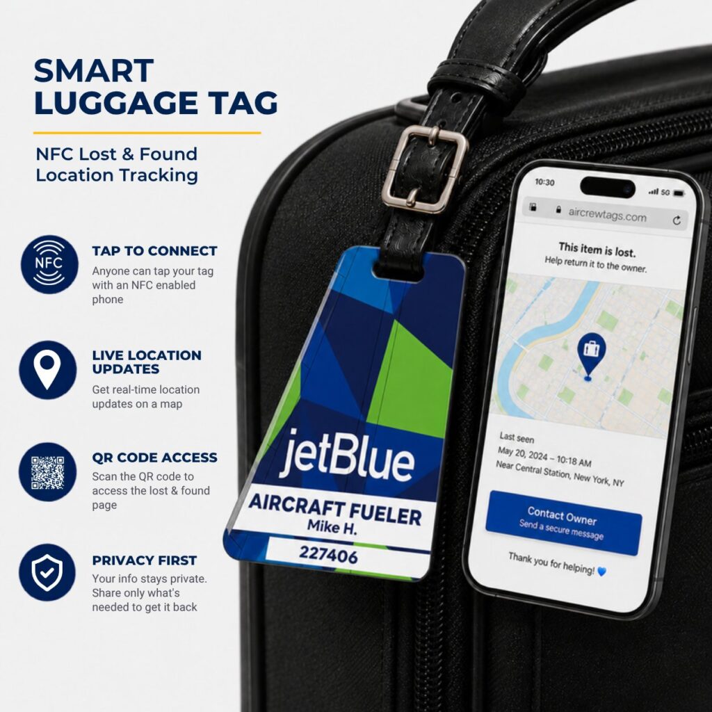 JetBlue Airways Luggage Tag – Tail Design Smart Tag