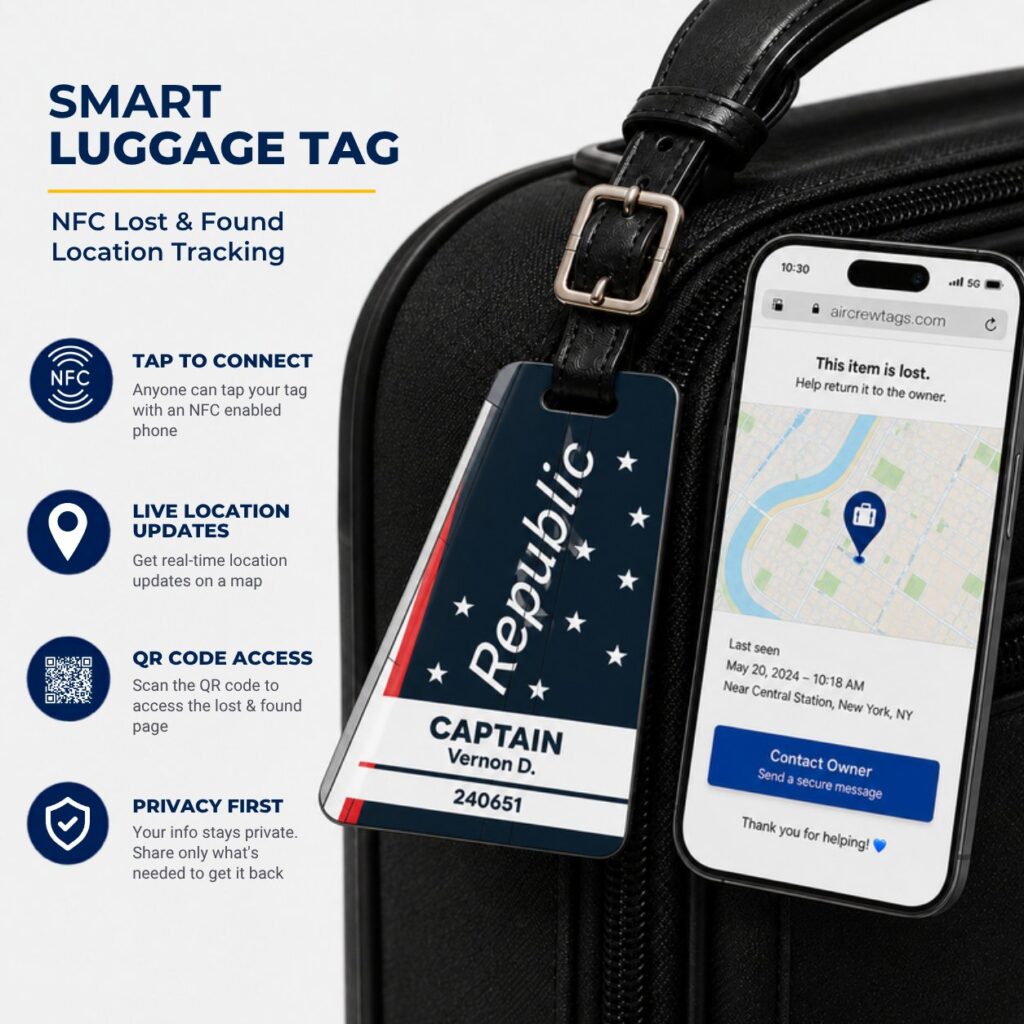Republic Airways Luggage Tag – Tail Design Smart Tag